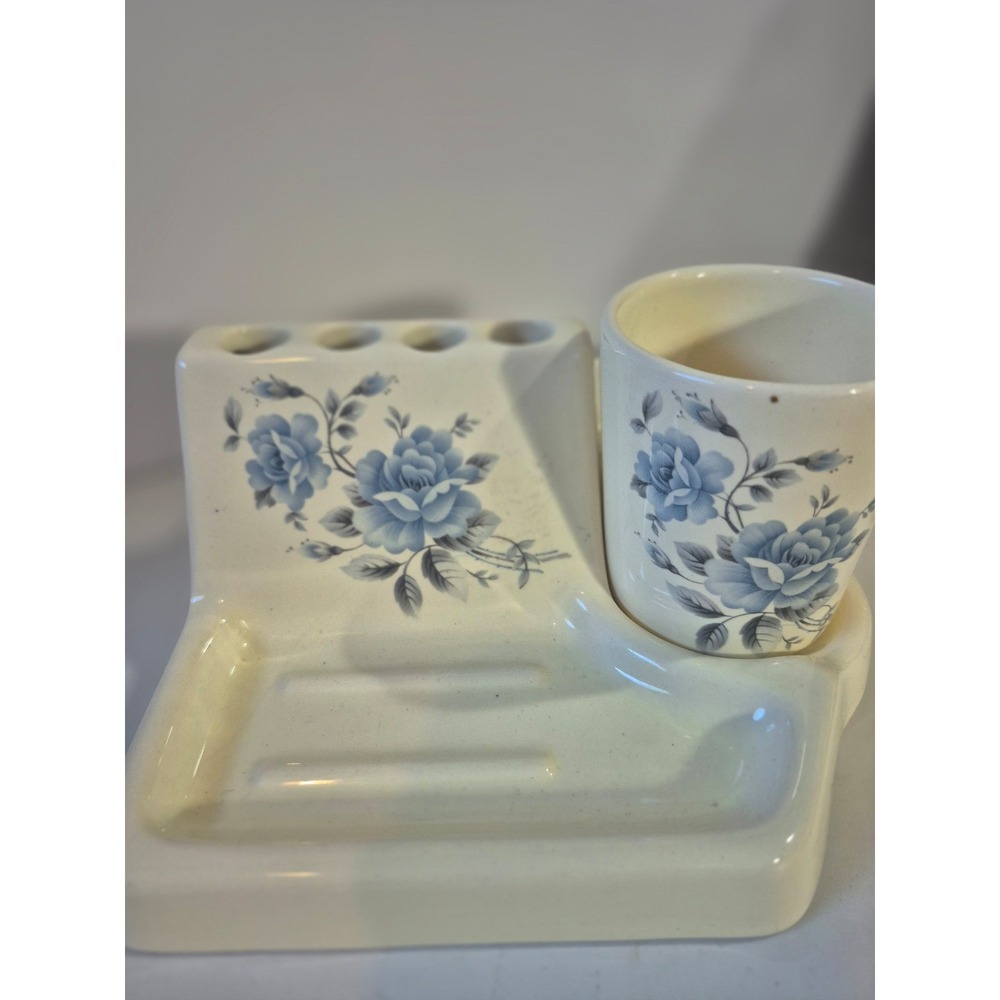 Athena Vintage Ceramic toothbrush soap cup caddy
